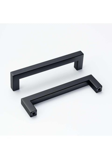 Black Square Bar Pull Cabinet Handle - Sizes 4" to 24" - (1/2" Thickness)