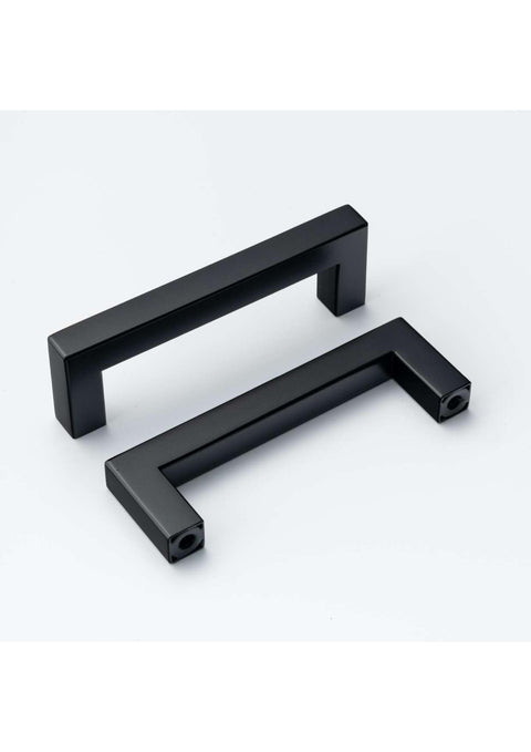 Black Square Bar Pull Cabinet Handle - Sizes 4" to 24" - (1/2" Thickness)